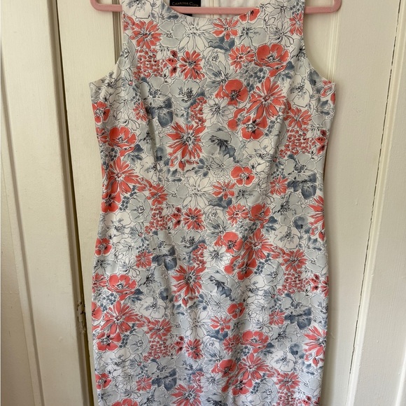 Charter Club Dresses & Skirts - Charter Club Floral Cotton Sheath Dress Size 12 Coral & Gray Bloom